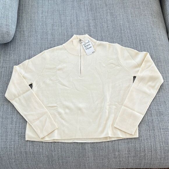 Cali Be 1/2 Zip‎ Cream Pullover Lightweight Sweater Size Large - Picture 2 of 8
